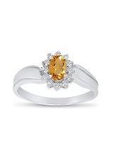 nice white gold oval citrine gemstone baby birthstone ring